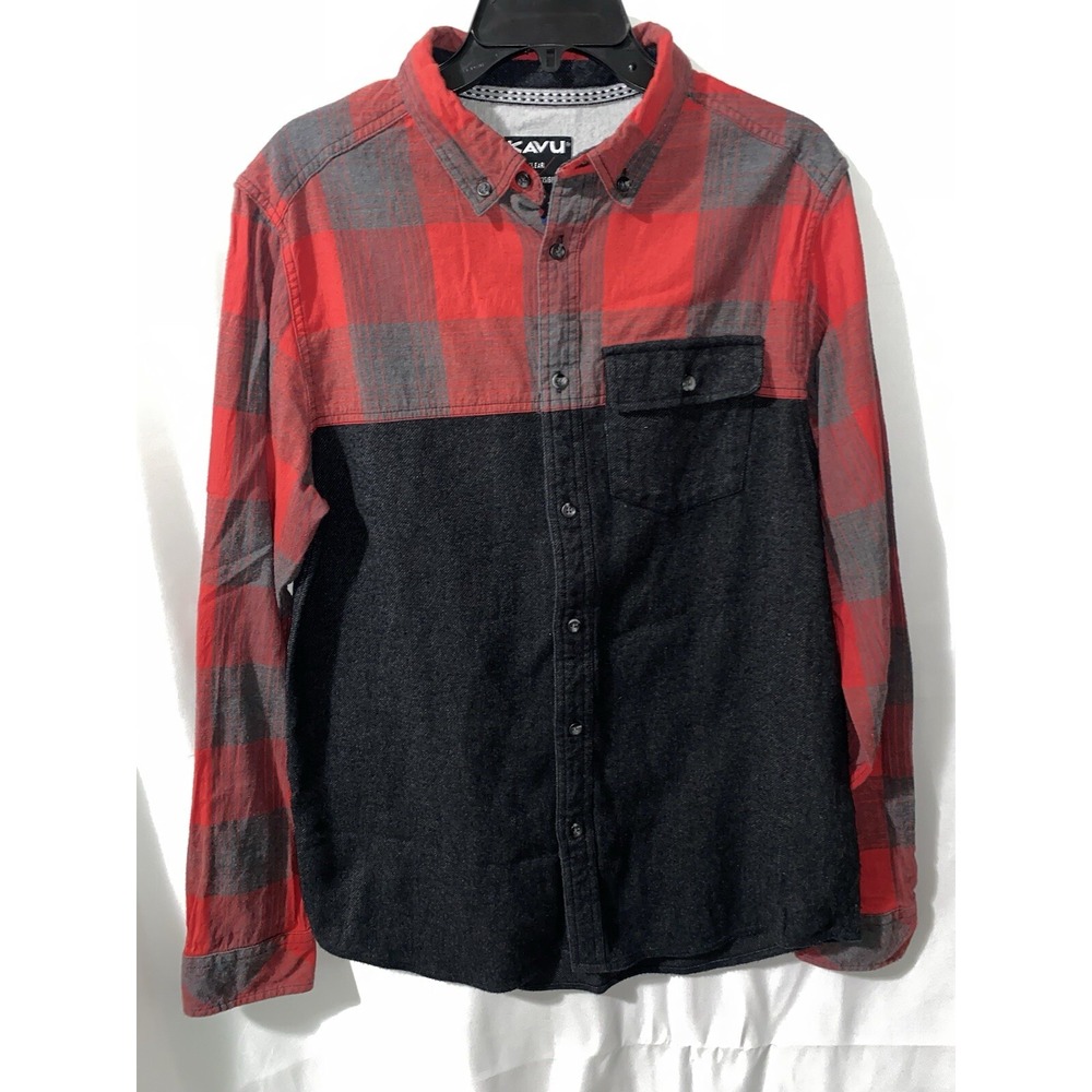 Kavu Mens South Fork Long Sleeve Shirt Lumberjack Flannel Button Up Medium
